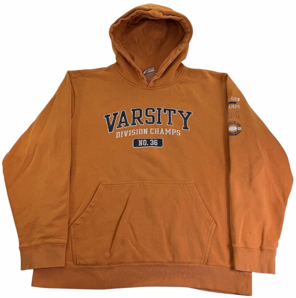 Vintage y2k Aeropostale Varsity Athletics Hoodie Men's XL Orange Sweatshirt